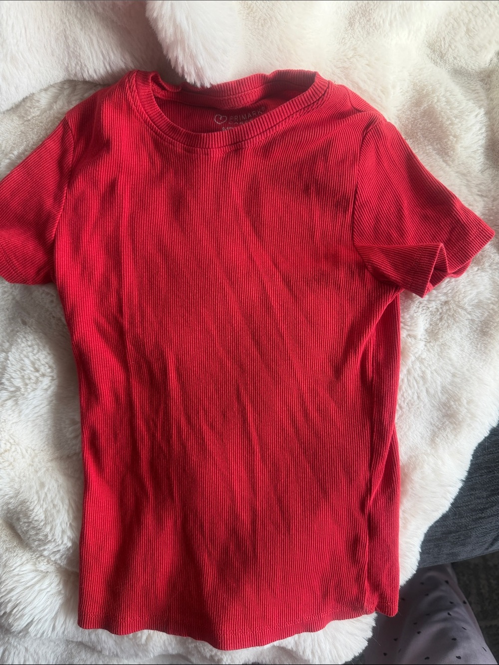 Primark Red Ribbed Short Sleeve Tee for Kids